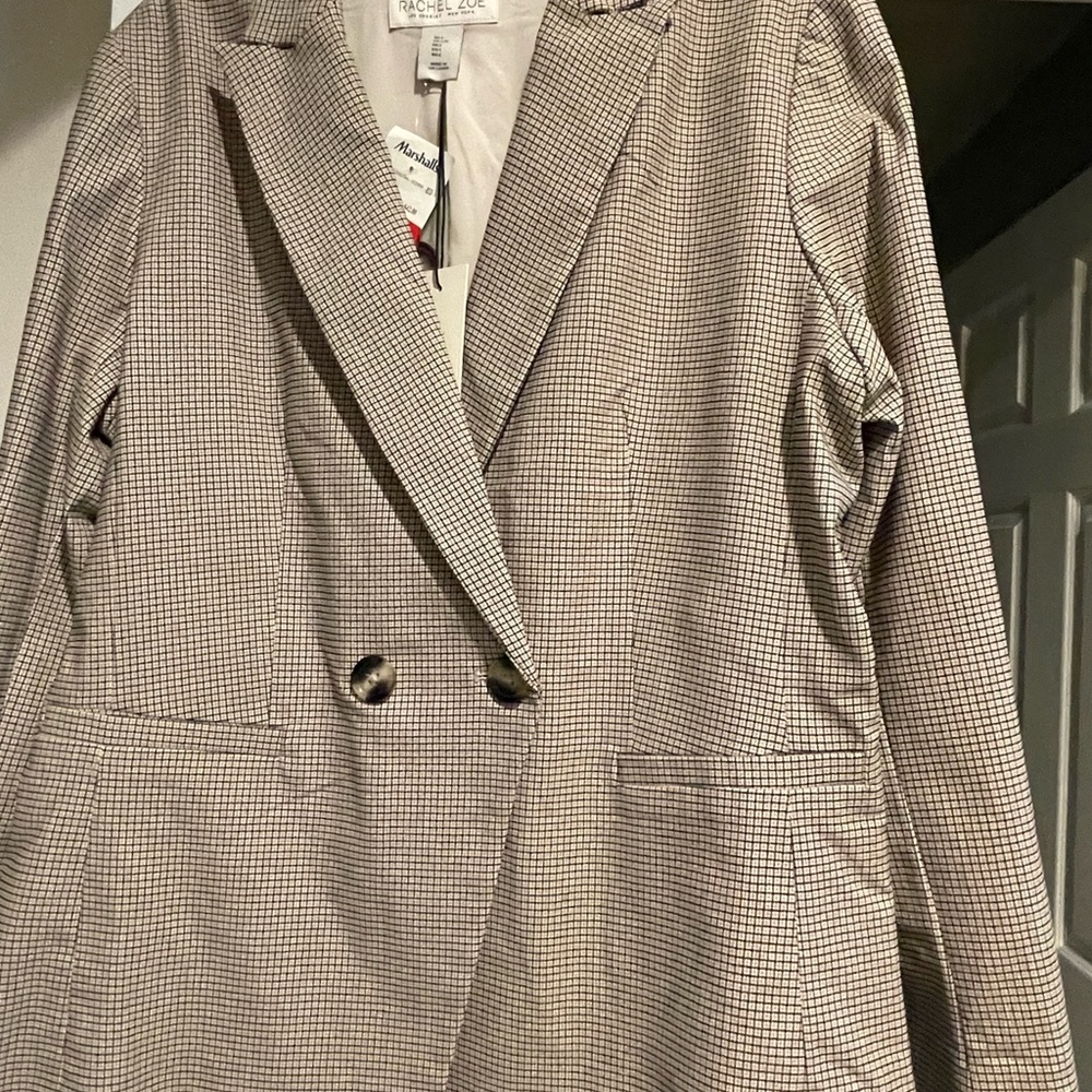 Rachel Zoe houndstooth tan/black blazer. NWT.